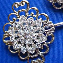 Wedding Hair Pins, Sparkling Flower , Victorian Style, Bridal accessory, Vintage Style Hair pin set