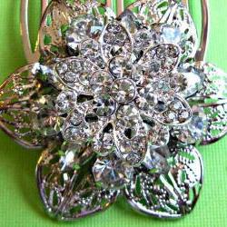 Wedding Hair Comb, Bridal Accessories, Crystal and silver, Vintage Style "Floral Ice" Collection